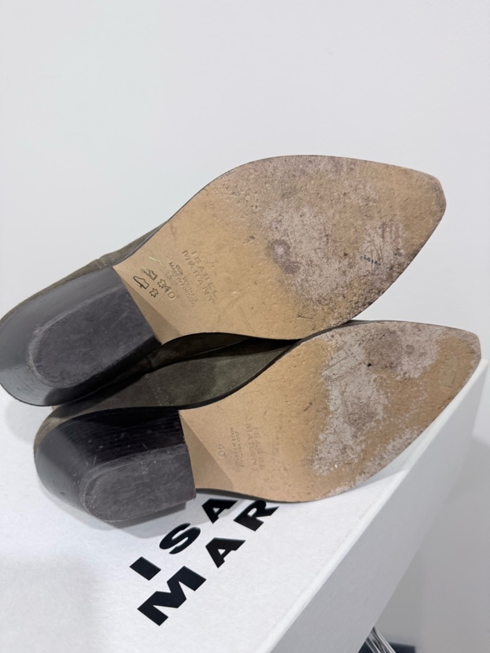 Isabel Marant 'Duerto' Suede Western Boots in Olive - Picture 4 of 5